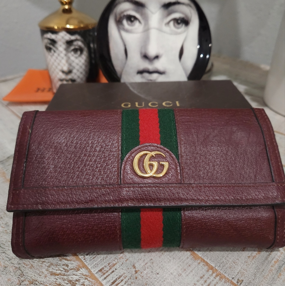 Gucci Ophidia Burgundy Leather Wallet